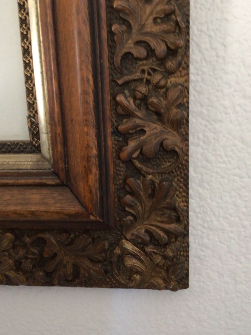 Ornate Carved Wood Picture Frame with Mat and Art Print - Brown - Picture 3 of 8